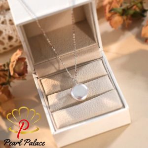 Natural Baroque Pearl 925 Sterling Silver Necklace Fashion Freshwater Pearl Coin Pendant for Womem